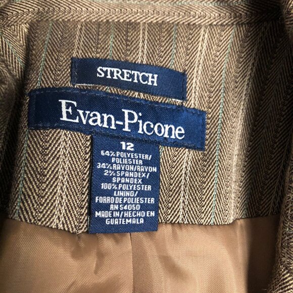 Evan Picone Blazer Womens Size 12 Brown Pinstripe Stretch Lined Jacket Career - Picture 6 of 7